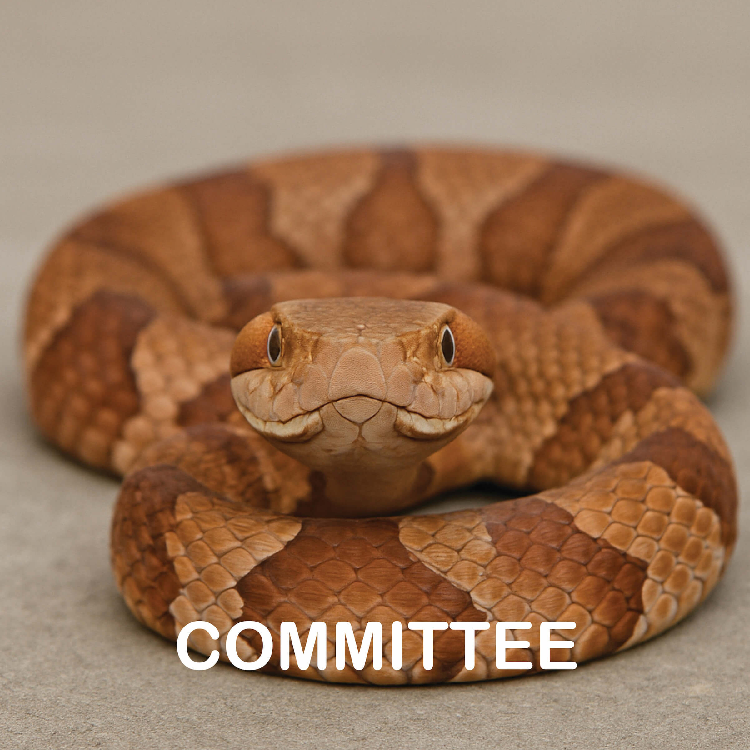 picture of a coiled snake with the words "Committee"