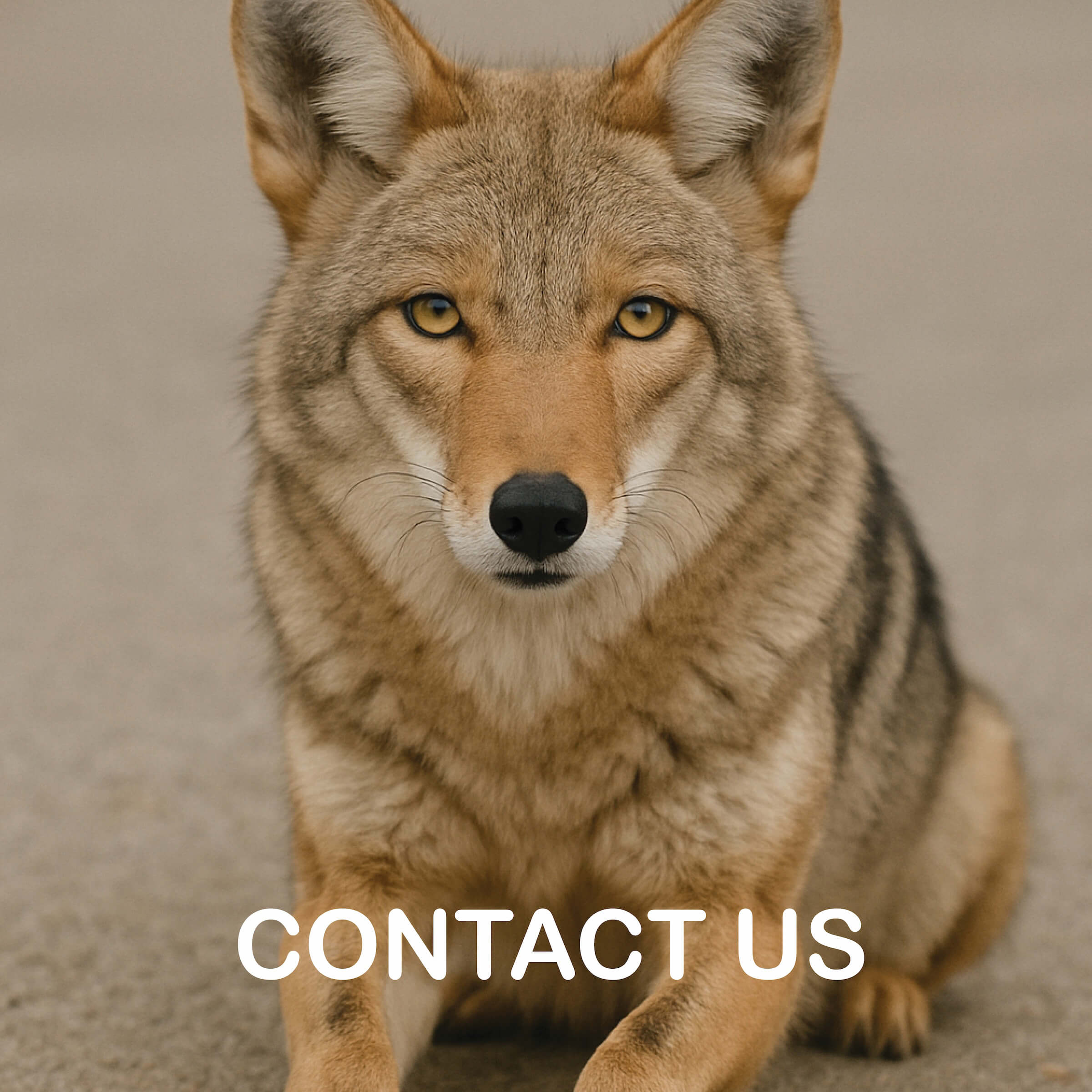 picture of a coyote with the words "Contact Us"